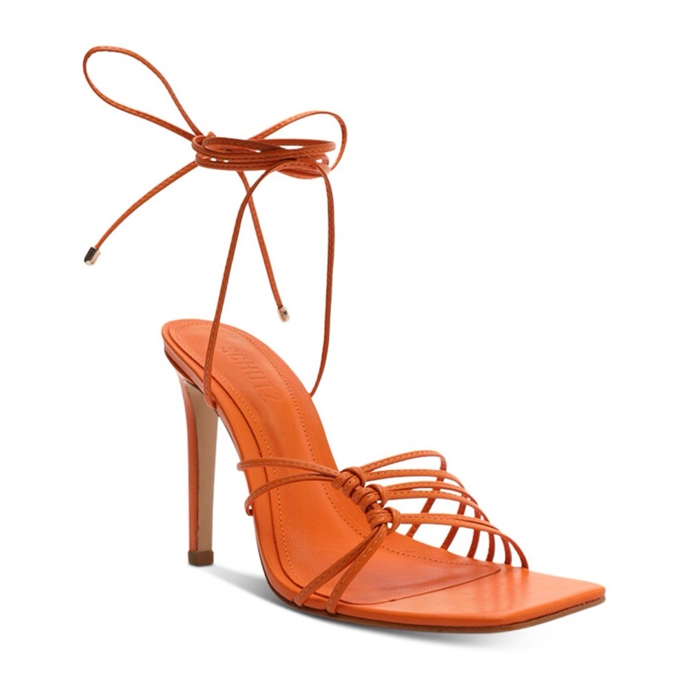 SCHUTZ Vibrant Orange Lace-Up Heels